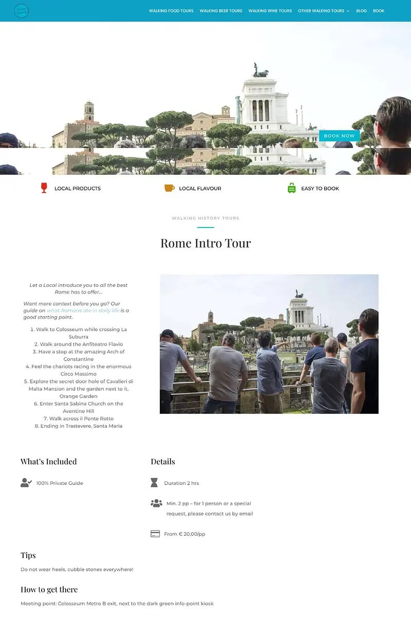 theshiva web design case study: the original tour page before the SEO and content rebuild &mdash; thin content, no structure