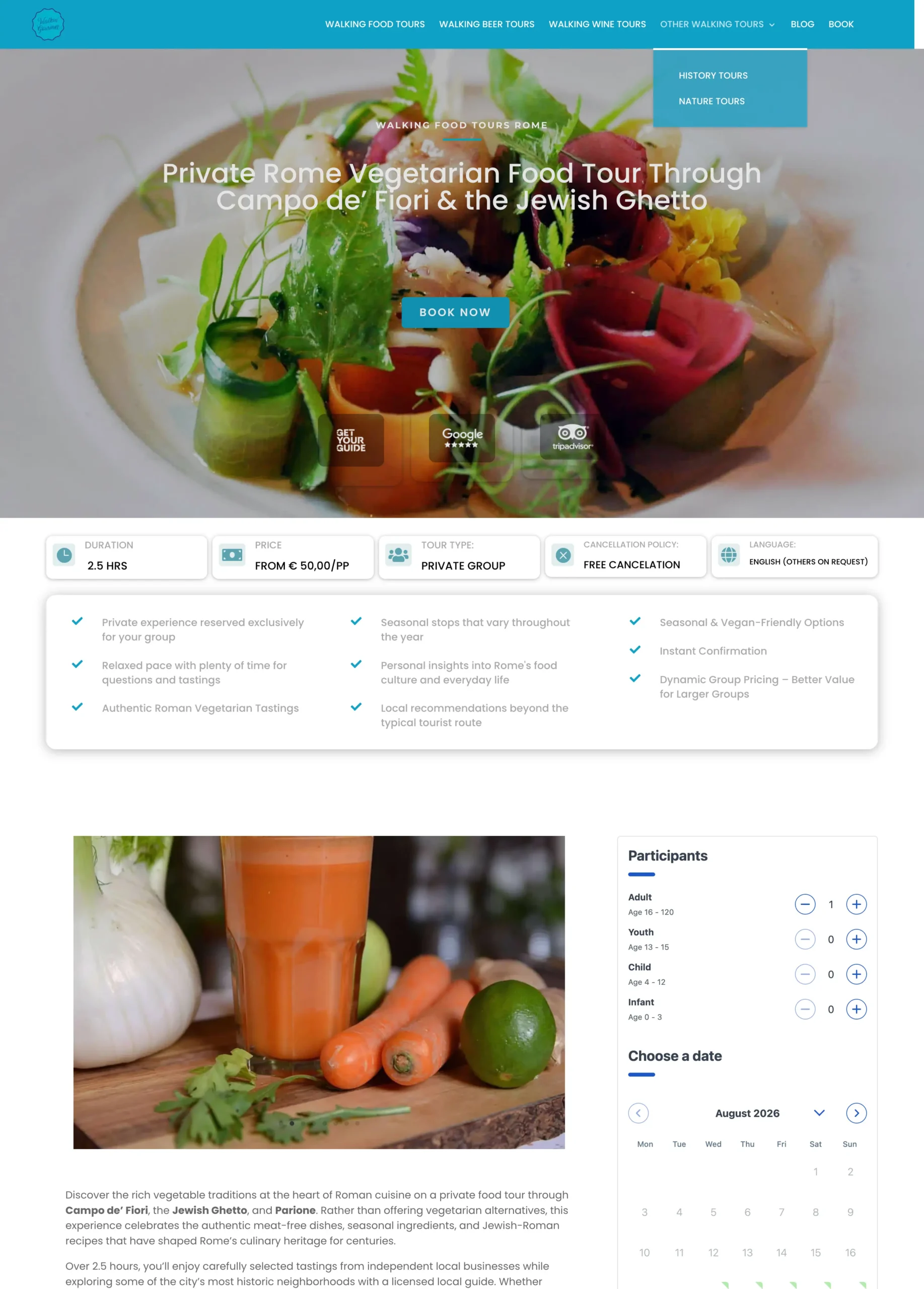theshiva web design case study: the final, fully conversion-optimized tour page &mdash; dietary detail, guide profiles, clear booking path